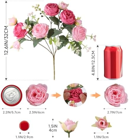 8 Packs Peonies Artificial Flowers Faux Peony Bouquet Fake Peonies Flower for Vase Silk Peony Floral, alternate view 2