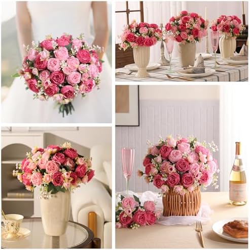 8 Packs Peonies Artificial Flowers Faux Peony Bouquet Fake Peonies Flower for Vase Silk Peony Floral, alternate view 4