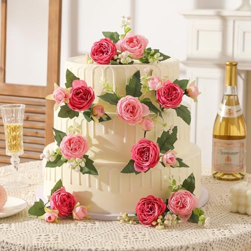 8 Packs Peonies Artificial Flowers Faux Peony Bouquet Fake Peonies Flower for Vase Silk Peony Floral, alternate view 5