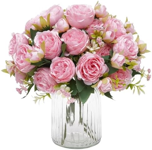 8 Packs Peonies Artificial Flowers, Light Pink Silk Artificial Peonies in Light Pink