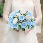 8 Packs Peonies Artificial Flowers Mixed White Blue Silk Artificial Peonies in Mixed White Blue, alternate view 5