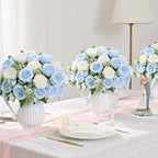 8 Packs Peonies Artificial Flowers Mixed White Blue Silk Artificial Peonies in Mixed White Blue, alternate view 6