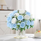 8 Packs Peonies Artificial Flowers Mixed White Blue Silk Artificial Peonies in Mixed White Blue, alternate view 7