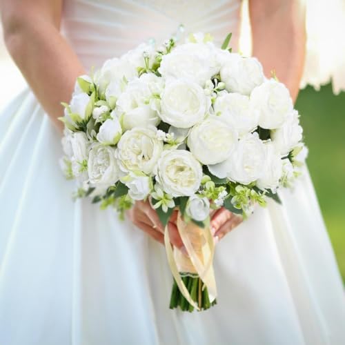 8 Packs Peonies Artificial Flowers, White Silk Flowers Artificial Peonies in White, alternate view 5