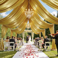 8 Panels 5ft(W) x 20ft(L) Gold Backdrop Curtain for Wedding Parties