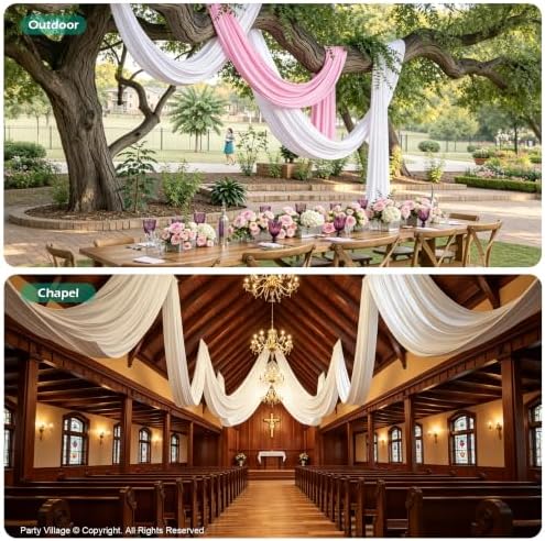 8 Panels 5ft(W) x 20ft(L) White Ceiling Drapes for Wedding Parties, alternate view 6