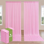 8 Panels 5ftx12ft Wrinkle Free Pink Backdrop Curtain for Parties, Silky Polyester Photo Backdrop Drapes 12 ft