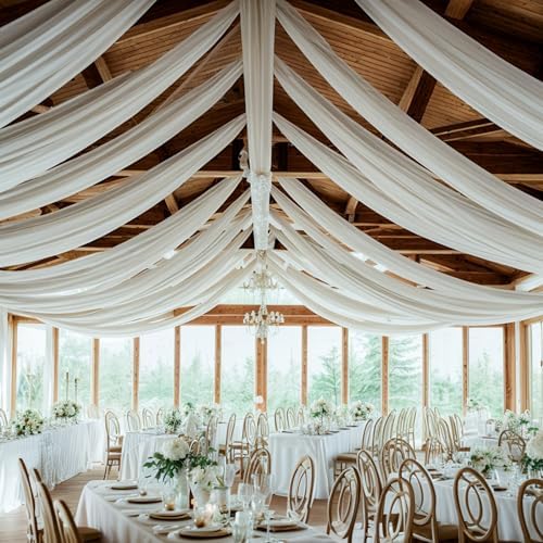 8 Panels 5ftx30ft Ivory Ceiling Drapes for Wedding Parties
