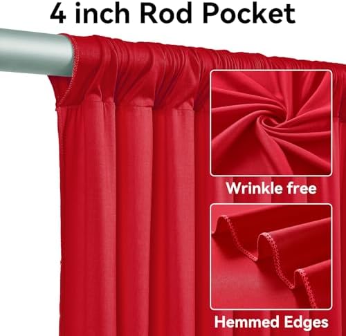8 Panels 5x12ft Red Backdrop Curtains for Wedding Parties, Wrinkle Free Polyester 12 ft Long Photo Backdrop, alternate view 2
