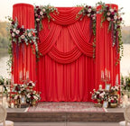 8 Panels 5x12ft Red Backdrop Curtains for Wedding Parties, Wrinkle Free Polyester 12 ft Long Photo Backdrop, alternate view 3