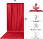 8 Panels 5x12ft Red Backdrop Curtains for Wedding Parties, Wrinkle Free Polyester 12 ft Long Photo Backdrop, alternate view 6