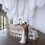 8 Panels 5x20ft White Ceiling Drapes for Wedding Parties, Wrinkle Free Thick Polyester 20ft Extra Long Tent