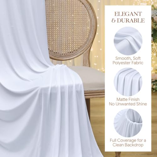 8 Panels 5x20ft White Ceiling Drapes for Wedding Parties, Wrinkle Free Thick Polyester 20ft Extra Long Tent, alternate view 2