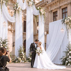 8 Panels 5x20ft White Ceiling Drapes for Wedding Parties, Wrinkle Free Thick Polyester 20ft Extra Long Tent, alternate view 3