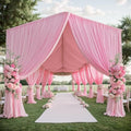 8 Panels 5x40ft Pink Ceiling Drapes for Wedding Parties, Wrinkle Free Thick Polyester 40ft Extra Long Wedding