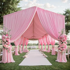 8 Panels 5x40ft Pink Ceiling Drapes for Wedding Parties, Wrinkle Free Thick Polyester 40ft Extra Long Wedding
