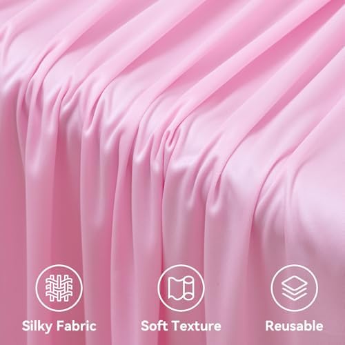 8 Panels 5x40ft Pink Ceiling Drapes for Wedding Parties, Wrinkle Free Thick Polyester 40ft Extra Long Wedding, alternate view