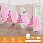 8 Panels 5x40ft Pink Ceiling Drapes for Wedding Parties, Wrinkle Free Thick Polyester 40ft Extra Long Wedding, alternate view