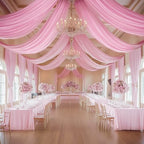 8 Panels 5x40ft Pink Ceiling Drapes for Wedding Parties, Wrinkle Free Thick Polyester 40ft Extra Long Wedding, alternate view