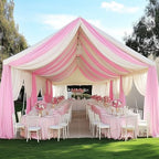 8 Panels 5x40ft Pink Ceiling Drapes for Wedding Parties, Wrinkle Free Thick Polyester 40ft Extra Long Wedding, alternate view