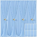 8 Panels Baby Blue Backdrop Curtain for Baby Shower Parties Wrinkle Free Light Blue Curtains Backdrop Drapes