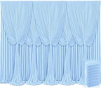 8 Panels Baby Blue Backdrop Curtains for Wedding Party Wrinkle Free Backdrops Curtain Drapes Fabric Decorations