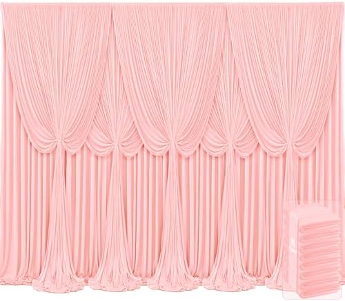 8 Panels Blush Pink Backdrop Curtains for Wedding Party Wrinkle Free Backdrops Curtain Drapes Fabric Decorations