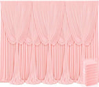 8 Panels Blush Pink Backdrop Curtains for Wedding Party Wrinkle Free Backdrops Curtain Drapes Fabric Decorations