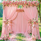 8 Panels Blush Pink Backdrop Curtains for Wedding Party Wrinkle Free Backdrops Curtain Drapes Fabric Decorations, alternate