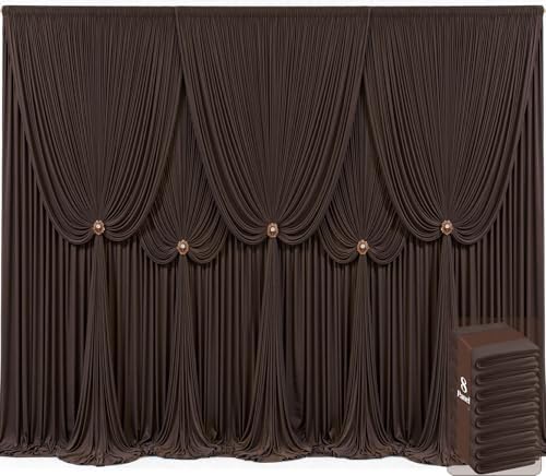 8 Panels Brown Backdrop Curtains for Wedding Party Wrinkle Free Backdrops Curtain Drapes Fabric Decorations