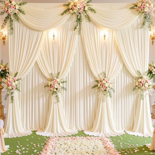8 Panels Champagne Backdrop Curtains for Wedding Party Wrinkle Free Backdrops Curtain Drapes Fabric Decorations, alternate
