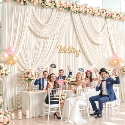 8 Panels Champagne Backdrop Curtains for Wedding Party Wrinkle Free Backdrops Curtain Drapes Fabric Decorations, alternate