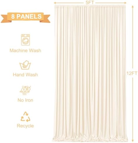 8 Panels Champagne Backdrop Curtains for Wedding Party Wrinkle Free Backdrops Curtain Drapes Fabric Decorations, alternate