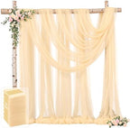 8 Panels Champagne Wedding Arch Draping Fabric 30" x 19ft Wedding Drapes Tulle Drapes for Backdrop Sheer Fabric