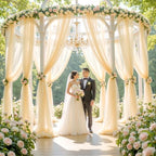 8 Panels Champagne Wedding Arch Draping Fabric 30" x 19ft Wedding Drapes Tulle Drapes for Backdrop Sheer Fabric, alternate