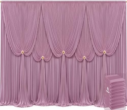 8 Panels Dusty Pink Backdrop Curtains for Wedding Party Wrinkle Free Backdrops Curtain Drapes Fabric Decorations
