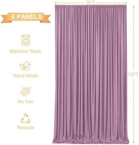 8 Panels Dusty Pink Backdrop Curtains for Wedding Party Wrinkle Free Backdrops Curtain Drapes Fabric Decorations, alternate