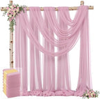 8 Panels Dusty Rose Wedding Arch Draping Fabric 30" x 19ft Wedding Drapes Tulle Drapes for Backdrop Sheer Fabric