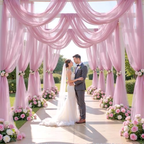 8 Panels Dusty Rose Wedding Arch Draping Fabric 30" x 19ft Wedding Drapes Tulle Drapes for Backdrop Sheer Fabric, alternate