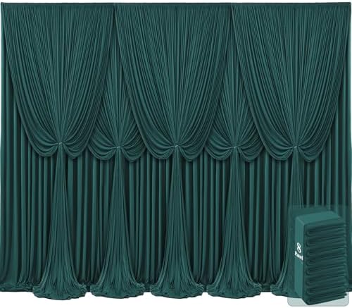 8 Panels Hunter Green Backdrop Curtains for Wedding Party Wrinkle Free Backdrops Curtain Drapes Fabric
