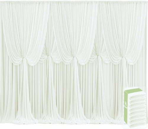 8 Panels Ivory Backdrop Curtains for Wedding Party Wrinkle Free Backdrops Curtain Drapes Fabric Decorations