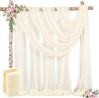 8 Panels Ivory Wedding Arch Draping Fabric 30" x 19ft Wedding Drapes Tulle Drapes for Backdrop Sheer Fabric