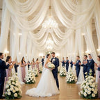 8 Panels Ivory Wedding Arch Draping Fabric 30" x 19ft Wedding Drapes Tulle Drapes for Backdrop Sheer Fabric, alternate view 2