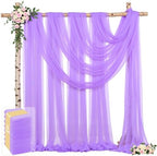 8 Panels Lavender Wedding Arch Draping Fabric 30" x 19ft Wedding Drapes Tulle Drapes for Backdrop Sheer Fabric