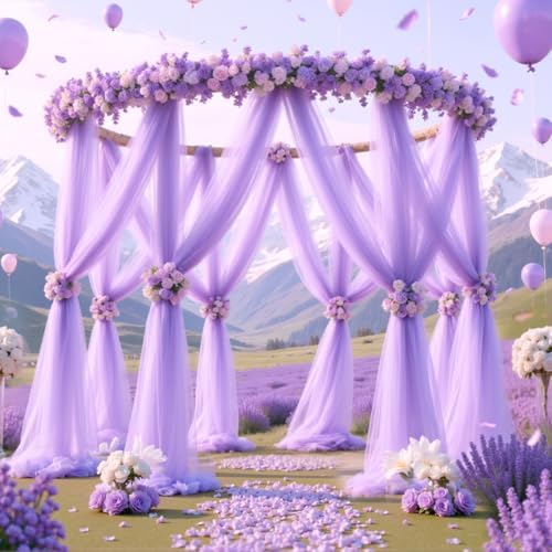 8 Panels Lavender Wedding Arch Draping Fabric 30" x 19ft Wedding Drapes Tulle Drapes for Backdrop Sheer Fabric, alternate
