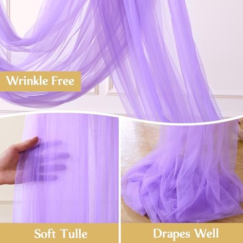 8 Panels Lavender Wedding Arch Draping Fabric 30" x 19ft Wedding Drapes Tulle Drapes for Backdrop Sheer Fabric, alternate