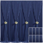 8 Panels Navy Blue Backdrop Curtain for Parties Wrinkle Free Photo Curtains Backdrop Drapes Fabric Decoration