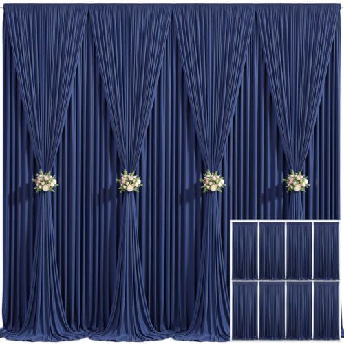 8 Panels Navy Blue Backdrop Curtain for Parties Wrinkle Free Photo Curtains Backdrop Drapes Fabric Decoration