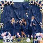 8 Panels Navy Blue Backdrop Curtain for Parties Wrinkle Free Photo Curtains Backdrop Drapes Fabric Decoration, alternate view