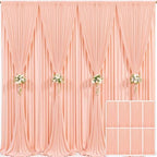 8 Panels Peach Backdrop Curtain for Parties Wedding Wrinkle Free Peach Photo Curtains Backdrop Drapes Fabric